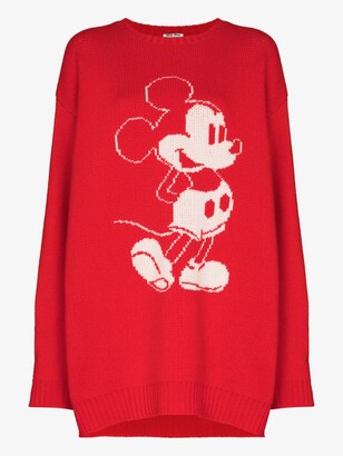 Miu Miu Red Mickey Mouse Mini Sweater Dress