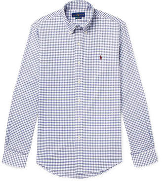 Polo Ralph Lauren Slim-Fit Button-Down Collar Checked Cotton-Poplin Shirt -  ShopStyle
