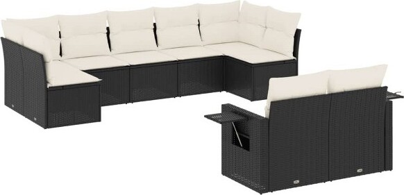 VidaXL vidaXLPatioSofaSetBlackCreamWhite