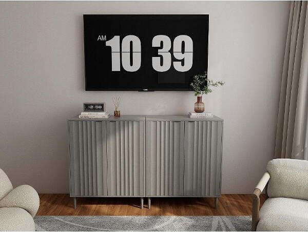 GulchesAntiqueGreyKitchenStorageCabinet-CompactModernOrganizer