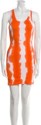 KKCo Printed Mini Dress KKCo Sheath Dress Orange Printed Sleeveless with Scoop Neck