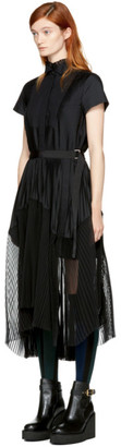 Sacai Black Pleated Shirt Dress