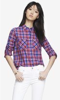 Thumbnail for your product : Express Red Plaid Boyfriend Shirt