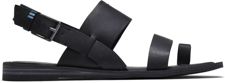 toms black leather sandals