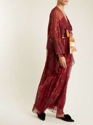 Zandra Rhodes Summer Collection The 1973 Field Of Lilies Gown - Burgundy