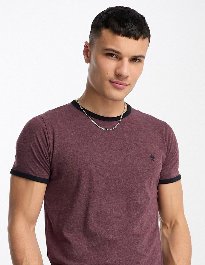 French Connection ringer t-shirt in burgundy - ShopStyle