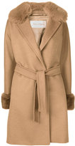 Max Mara - fur trim belted coat