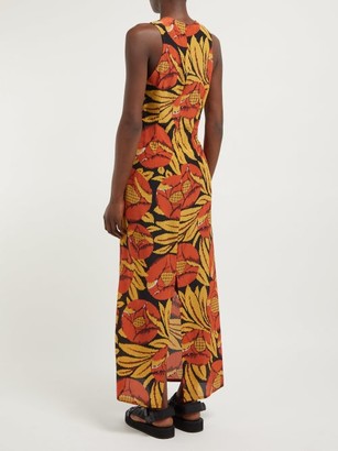 Raey Racerback Floral-print Silk-chintz Dress - Orange Multi