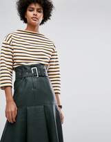Thumbnail for your product : ASOS Leather Look Midi Skirt With Belt