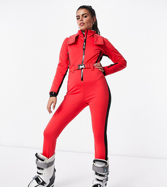 ASOS 4505 Petite ski fitted belted ski suit with hood and side stripe -  ShopStyle Jackets