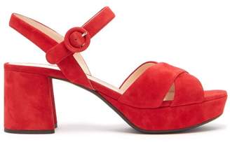 Prada Suede Platform Sandals - Womens - Red