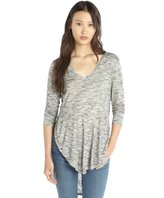 Thumbnail for your product : Wyatt grey space dye knit side slit hi-low v-neck tee