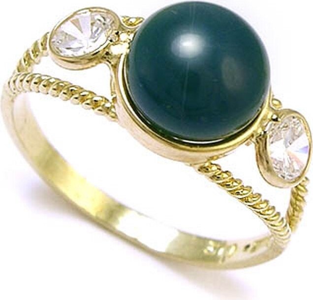 Etsy 14K Yellow Gold Green Onyx & Cz Ring