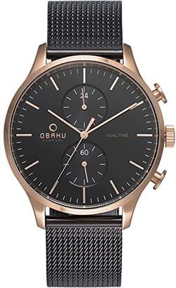 Obaku Men's V196GUVBMB Casual Classic Dual Time Watch with 3 Hands