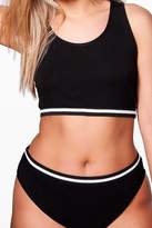 Thumbnail for your product : boohoo Plus Rib Trim Bra and Knicker Set