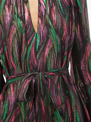 Saloni Tania Rainbow-jacquard Silk-blend Dress - Black Multi