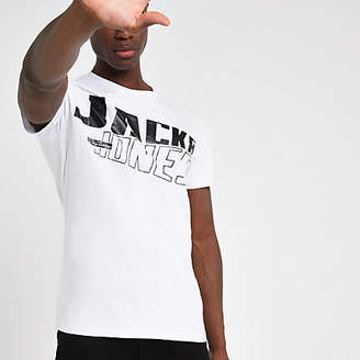 River Island Jack and Jones white logo print T-shirt