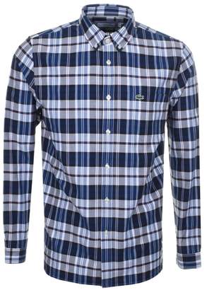 Lacoste Long Sleeved Check Shirt Blue