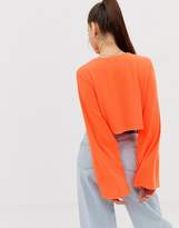 Thumbnail for your product : Missguided crop top with flared sleeves in neon orange