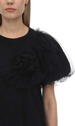 Simone Rocha Ruffled Flower Cotton Jersey T-shirt