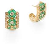 Thumbnail for your product : Effy Emerald, Diamond & 14K Yellow Gold Huggie Hoop Earrings/0.5"