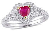 Thumbnail for your product : HBC CONCERTO 14K White Gold, Yellow Gold, Ruby And 0.4 TCW Diamond Double Halo Heart Ring