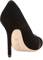 Thumbnail for your product : Neiman Marcus Abegail Suede Mesh-Inset Pump, Black