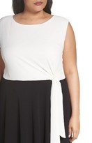 Thumbnail for your product : Tahari Plus Size Women's Colorblock Side Tie Fit & Flare Dress
