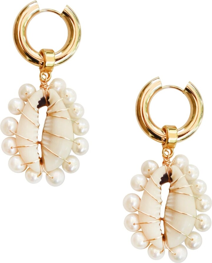 Adriana Pappas Designs White Seashore Earrings - Gold Filled