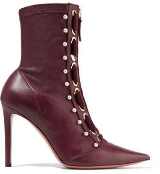 Altuzarra Elliot Embellished Leather Ankle Boots - Burgundy