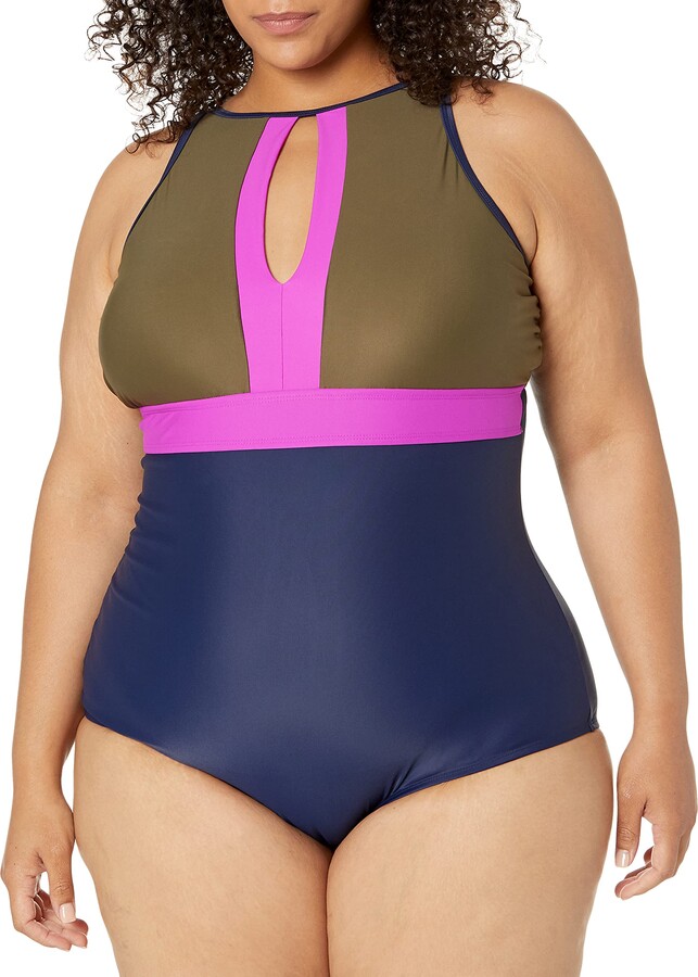 purple plus size swimwear