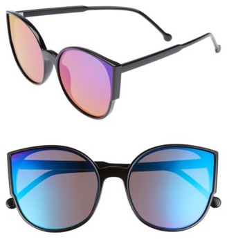BP Women's 55Mm Cat Eye Sunglasses - Black/ Green