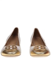 Thumbnail for your product : Tory Burch Minnie Cap-toe Ballerina Flat Leather Ballet Ivory Color / Gold