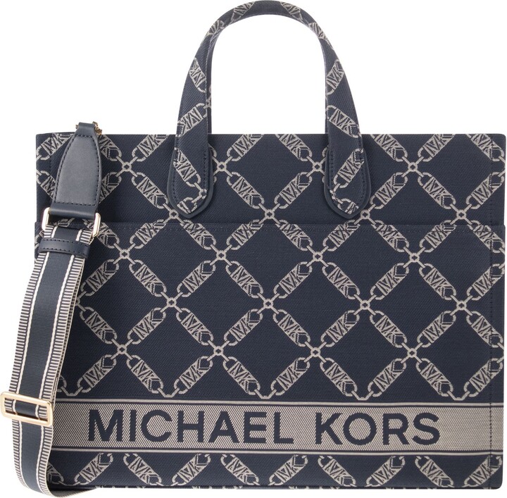 Michael Kors Mirella Medium Striped Cotton Canvas Tote Bag - ShopStyle