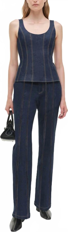 Jonathan Simkhai Ansel Trouser In Denim Navy