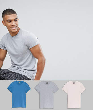 ASOS DESIGN muscle fit t-shirt with roll sleeve 3 pack SAVE