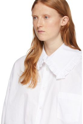 Comme des Garcons Girl White Square Collar Ruffle Shirt