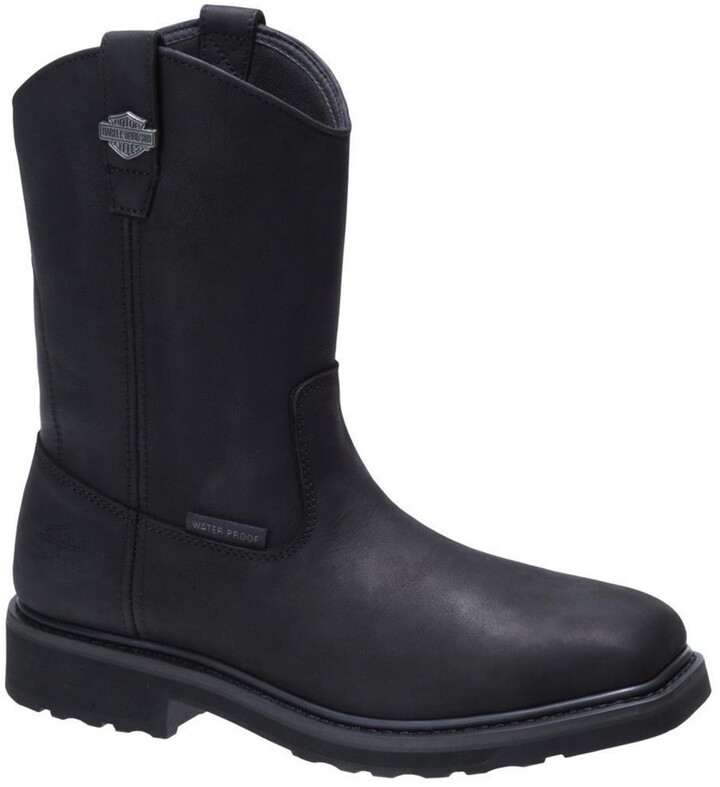 pull on work boots black