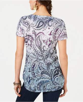 Style&Co. Style & Co Paisley-Print T-Shirt, Created for Macy's