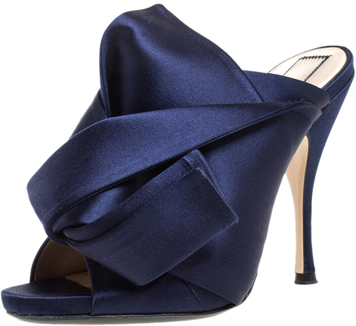 Women Navy Blue Mules Shoes - ShopStyle