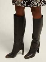 Thumbnail for your product : Bottega Veneta Intrecciato Heel Leather Knee High Boots - Womens - Black