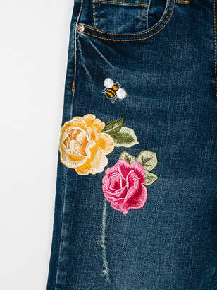 MonnaLisa floral embroidered distressed jeans