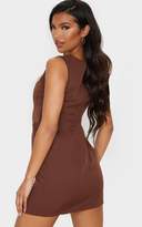 Thumbnail for your product : PrettyLittleThing Chocolate Brown Sleeveless Corset Detail Bodycon Dress