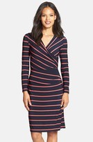 Thumbnail for your product : Donna Ricco Stripe Jersey Faux Wrap Dress