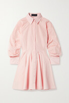 Thumbnail for your product : Brandon Maxwell Gathered Taffeta Mini Shirt Dress - Blush