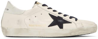 Golden Goose SSENSE Exclusive White and Navy Superstar Sneakers