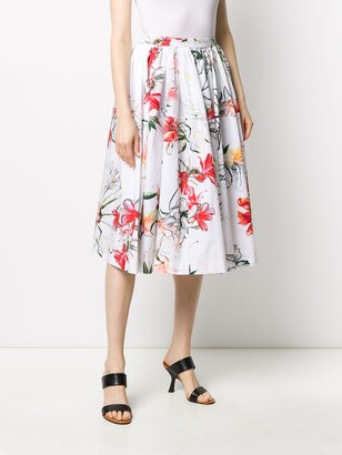 Alexander McQueen Floral Print Midi Skirt