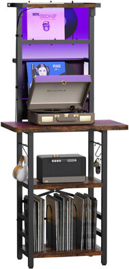 George Oliver Record Player Stand With Led Light,Record Player Table With Vinyl Storage,Turntable Stand With Record Holder Vinyls Display Shelf For Music Room Studi