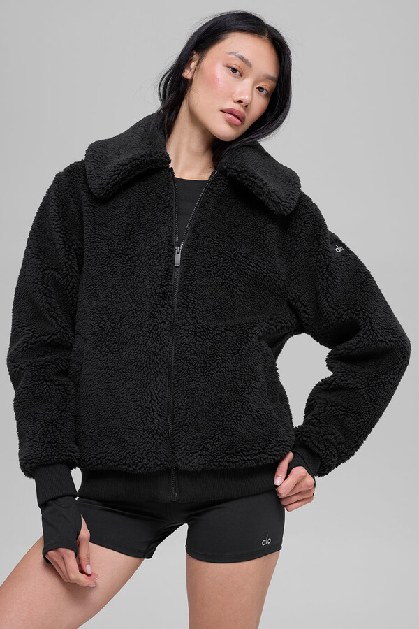 Alo | Sherpa Downtown Jacket in Black, Size: XS