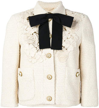 Gucci guipure lace detail cropped jacket